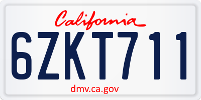 CA license plate 6ZKT711
