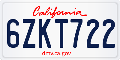 CA license plate 6ZKT722