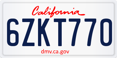 CA license plate 6ZKT770