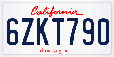CA license plate 6ZKT790