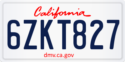 CA license plate 6ZKT827