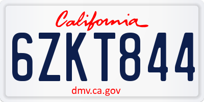 CA license plate 6ZKT844