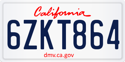CA license plate 6ZKT864