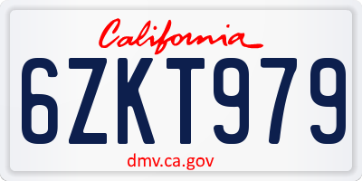 CA license plate 6ZKT979