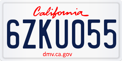 CA license plate 6ZKU055
