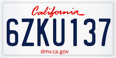 CA license plate 6ZKU137