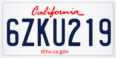 CA license plate 6ZKU219