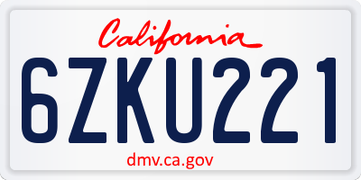 CA license plate 6ZKU221