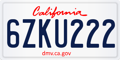 CA license plate 6ZKU222