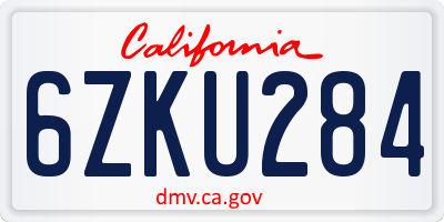 CA license plate 6ZKU284