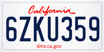 CA license plate 6ZKU359