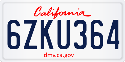 CA license plate 6ZKU364