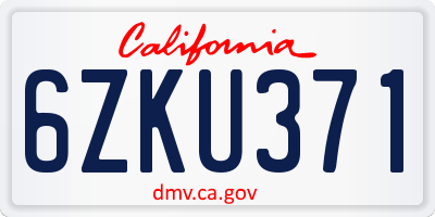 CA license plate 6ZKU371