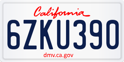CA license plate 6ZKU390
