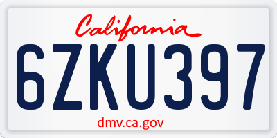 CA license plate 6ZKU397