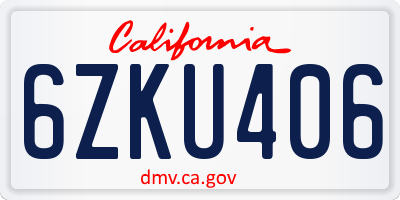 CA license plate 6ZKU406