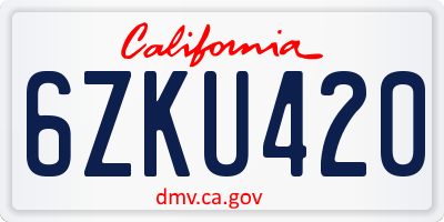 CA license plate 6ZKU420