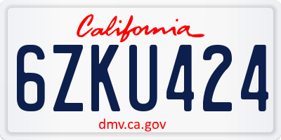 CA license plate 6ZKU424