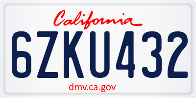 CA license plate 6ZKU432