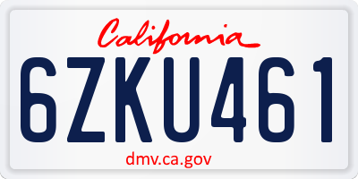 CA license plate 6ZKU461