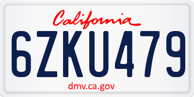 CA license plate 6ZKU479
