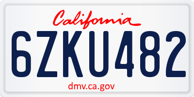 CA license plate 6ZKU482