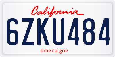 CA license plate 6ZKU484