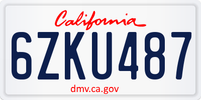 CA license plate 6ZKU487