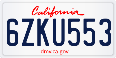 CA license plate 6ZKU553