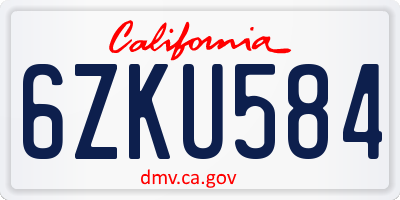 CA license plate 6ZKU584