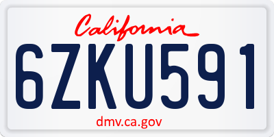 CA license plate 6ZKU591