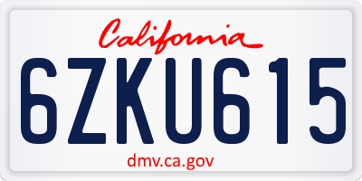 CA license plate 6ZKU615