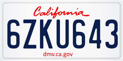 CA license plate 6ZKU643