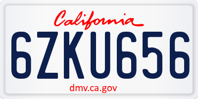 CA license plate 6ZKU656