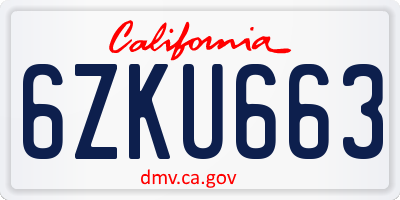 CA license plate 6ZKU663