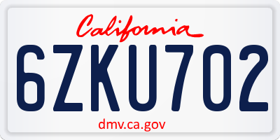 CA license plate 6ZKU702