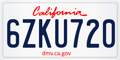 CA license plate 6ZKU720