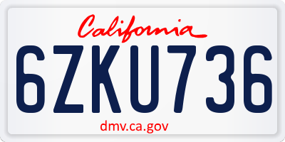 CA license plate 6ZKU736