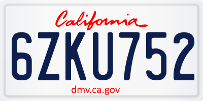 CA license plate 6ZKU752