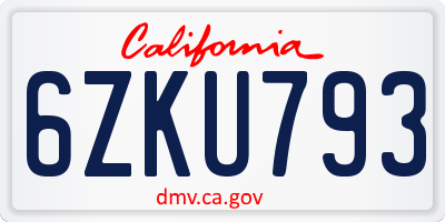 CA license plate 6ZKU793