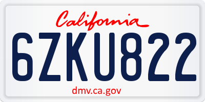 CA license plate 6ZKU822