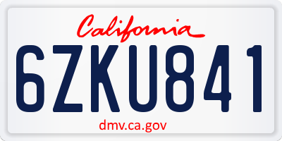 CA license plate 6ZKU841