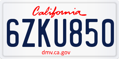CA license plate 6ZKU850