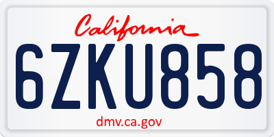 CA license plate 6ZKU858