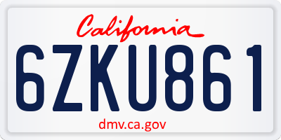 CA license plate 6ZKU861