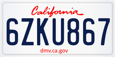 CA license plate 6ZKU867