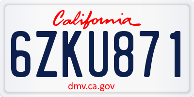 CA license plate 6ZKU871