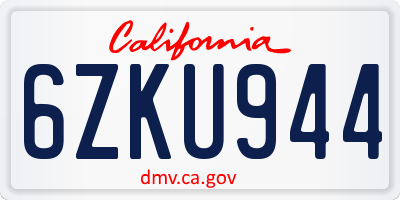 CA license plate 6ZKU944