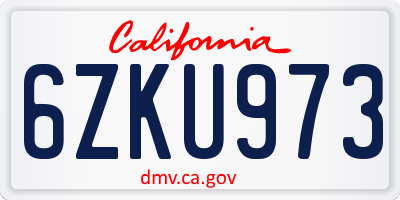 CA license plate 6ZKU973