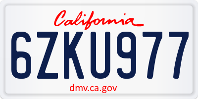 CA license plate 6ZKU977